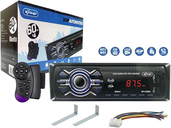 Auto Rádio Som MP3 Player Automotivo Bluetooth knup KPC-30BH