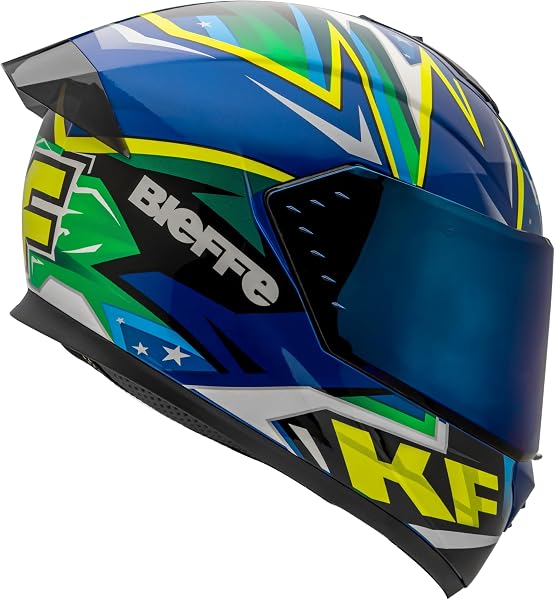 Bieffe Capacete Moto Fechado B-12 KF Azul Metálico/Verde 58