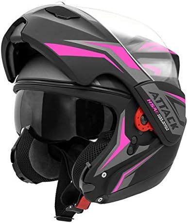 Capacete Robocop Escamoteável Pro Tork New Attack HSA Preto com Rosa