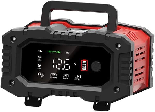 Carregador de bateria 12v e 24v para carro moto caminhão, Bivolt inteligente (20/10A)